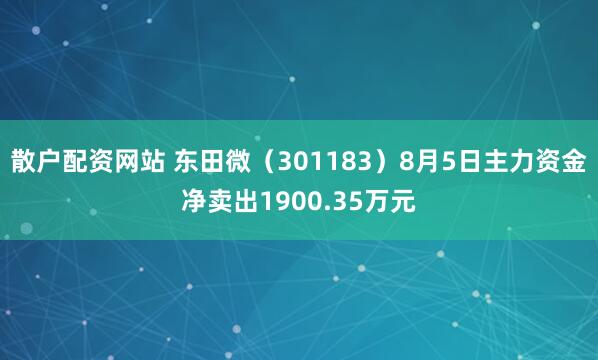 散户配资网站 东田微（301183）8月5日主力资金净卖出1900.35万元